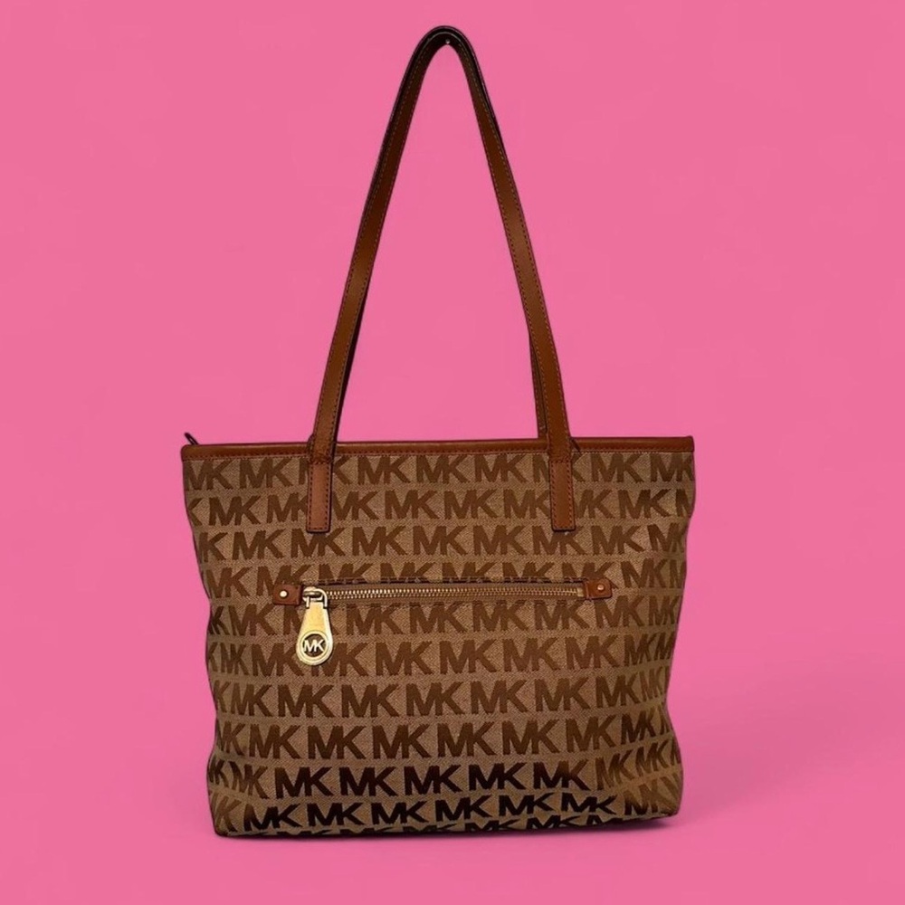 Michael Kors Tan and Brown Logo Tote